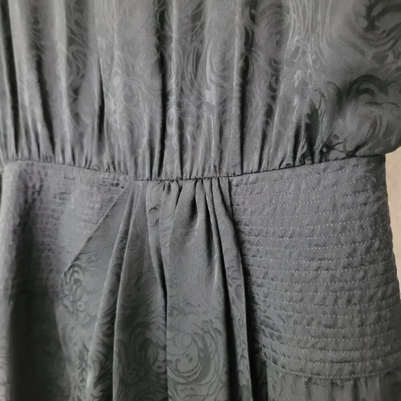 Vintage Maggy London by Jeannene Booher SILK Dress 12 Black Paisley Whimsigoth - Picture 4 of 12